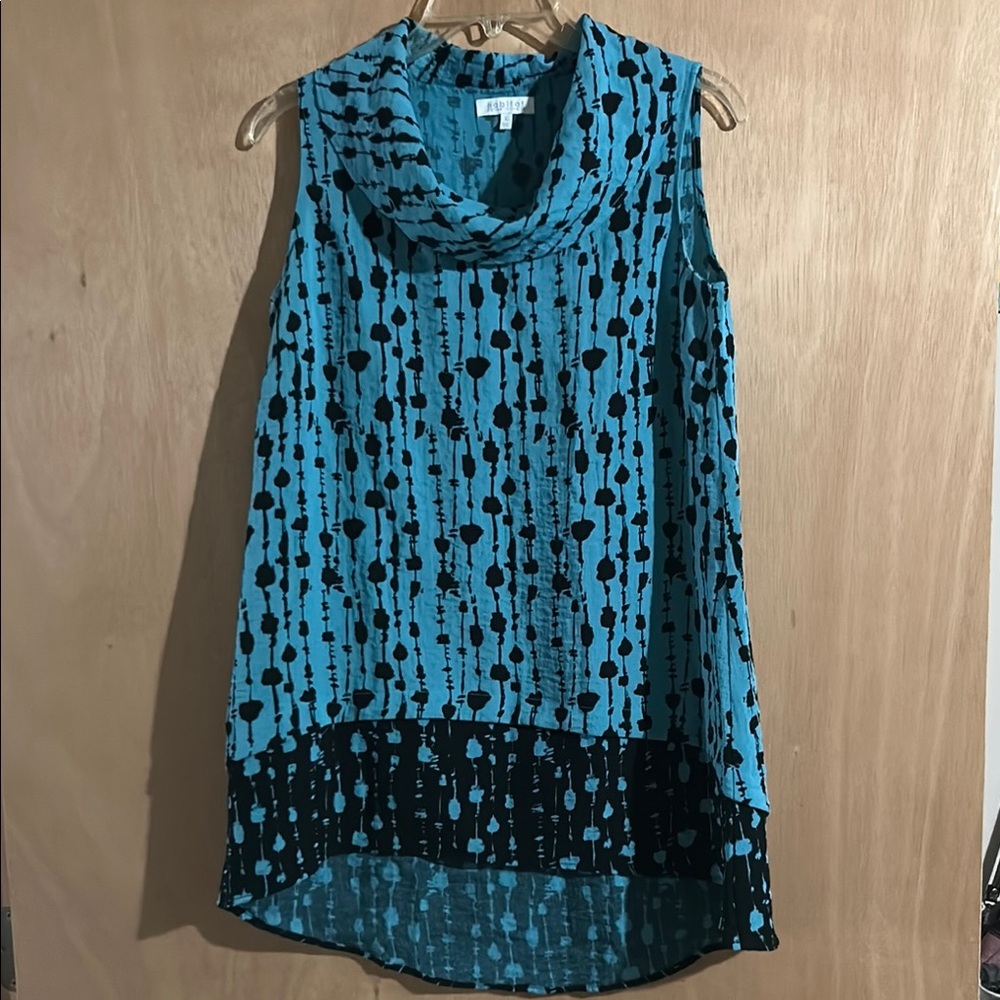 Habitat Blue Asymmetrical Sleeveless Blouse